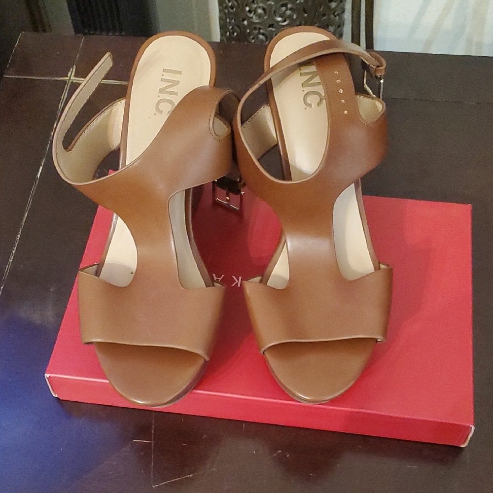 INC International Concepts Women's Brown Strappy Heels